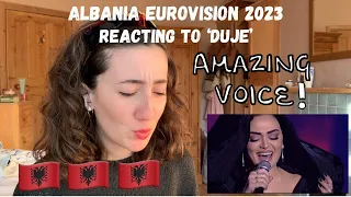 ALBANIA EUROVISION 2023 - REACTING TO ‘DUJE’ BY ALBINA & FAMILJA KELMENDI (FIRST LISTEN)