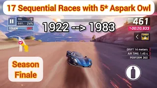 Asphalt 9 | 17 Sequential Multiplayer Races with 5⭐ Aspark Owl | Season Finale | City of Lights