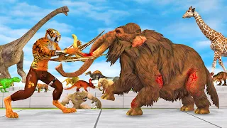 Death Run Who Will Win the Fight Saber Tooth Vs Zombie Mammoth Cow  Animal Revolt Battle Simulator