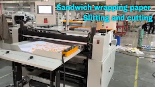 Butter paper slitting and cutting machine for sandwich/burger wrapping