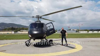 A helicopter takes off from Cannes-Mandelieu Airport, France