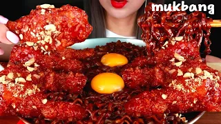 양념치킨 닭다리 짜장라면 먹방 ASMR FRIED CHICKEN, BLACK BEAN NOODLES MUKBANG