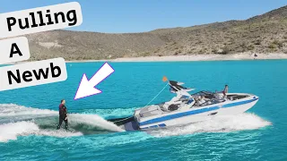 How to Start Wakesurfing; Driving a Beginner Wakesurfer 😁