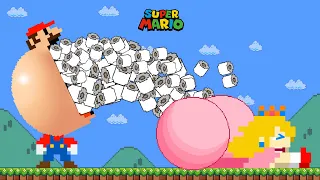 Super Mario Bros. but Mario brings 999 Toilet Paper for Peach Giant BUTT | Game Animation