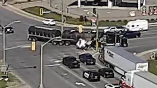 Steel coil falls off truck