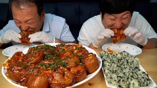 [우족찜] 매콤하게 요리한 우족찜에 주먹밥까지~ (Braised spicy cow foot & Rice balls) 요리&먹방!! - Mukbang eating show