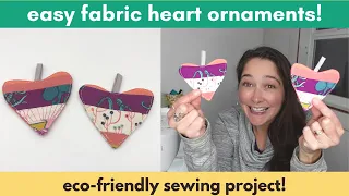 How to make a fabric heart ornament. Cute DIY fabric ornament.  Beginner sewing project.