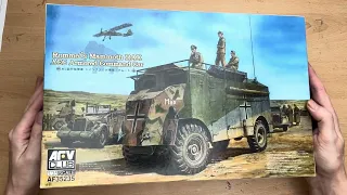 WHATS IN THE BOX? AFV CLUB 1/35 ROMMELS MAMMOTH DAK AEC ARMOURED COMMAND CAR. KIT REVIEW No 26
