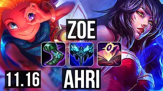 ZOE vs AHRI (MID) | 7/1/11, 1.2M mastery, 300+ games | NA Diamond | v11.16