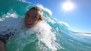 INSANE HEAVY SHORE BREAK KALBARRI & RABBITS - GOPRO POV