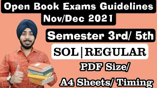 DU-SOL OBE Guidelines 3rd & 5th Semester December 2021 | REGULAR | Open Book Exams| Jasmeet Classes