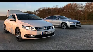 Audi A7 3.0TDI (chip) vs Volkswagen CC 3.6FSI Drag race