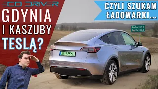 Gdynia i Kaszuby Teslą Y | SuperCharger-widmo w Rumii | Koszt i czas podróży: Tesla vs spalinowiec