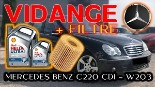 COMMENT VIDANGER ET REMPLACER LE FILTRE A HUILE MERCEDES BENZ C220 CDI W203