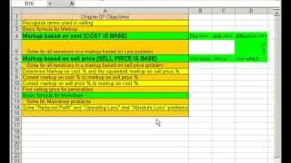 Excel Busn Math 48: Basics Of Markup (Cost & Selling)