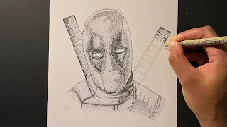 Realistic Deadpool drawing Timelapse