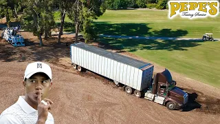 FORE! Semi Driver Gets Stuck on Golf Course