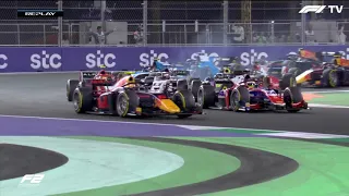 2021 Saudi Arabia GP - F2 Sprint Race 2 lap 1 crash