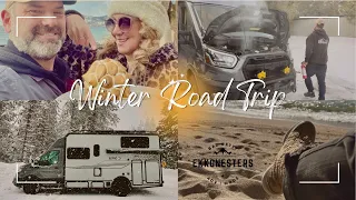 WINTER ROAD TRIP | BOONDOCKING, STORMS & TRAFFIC DELAYS | WINTER CAMPING | RV | WINNEBAGO EKKO TAHOE