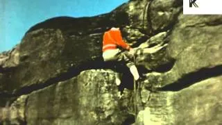 1950s UK Mountain Climbing, Rock Climbing, Colour Archive Footage