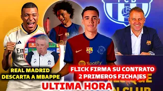 🚨HANSI FLICK FIRMA SU CONTRATO CON EL BARCELONA, 2 FICHAJES - REAL MADRID DECARTA A MBAPPE