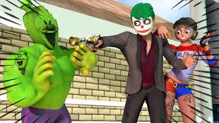 Scary Teacher 3D - Nick Joker VS Icrem hulk - rescue Tani Harley Quinn  - Bluebuzz Animation