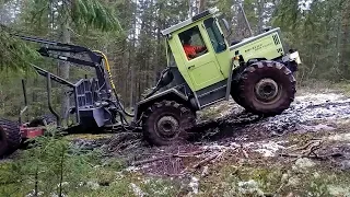 MB trac och Mowi 12ton i skogen