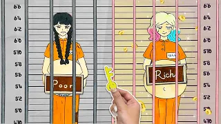 [🐾paper diy🐾] Rich vs Poor Pregnant in Jail 🤰🤰 Wednesday and Enid's Compilation | 놀이 종이 asmr