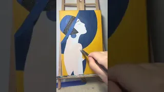 كيفية رسم لوحة تجريدية سهلة وبثلاثة الوان🎨