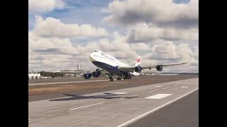 Boeing 747 makes a less than steady takeoff from JFK Airport