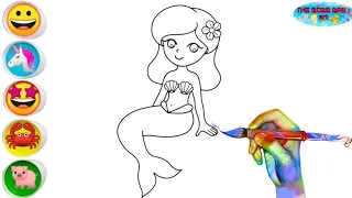 How to draw mermaid for kids,toddlers | easy drawing