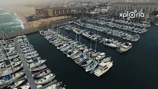 Redondo beach marina, Los Angeles, California, USA 2017.03 aerial video