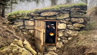 Building a secret survival dugout | Underground shelter made of stone