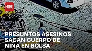 Momento exacto en que presuntos asesinos sacan cuerpo de niña en una bolsa - A las Tres