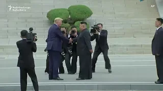 Видео встречи Трампа и Кима. Президент США впервые ступил на северокорейскую землю