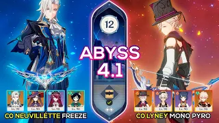 C0 Neuvillette Freeze & C0 Lyney Mono Pyro I Spiral Abyss 4.1 Floor 12 9 stars Genshin Impact