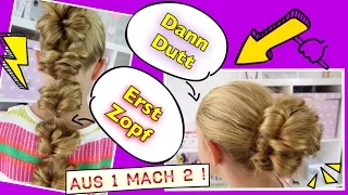 ★Aus 1 mach 2 Frisur: Bubble Zopf und Dutt ★coole Mädchen Zöpfe&Frisuren