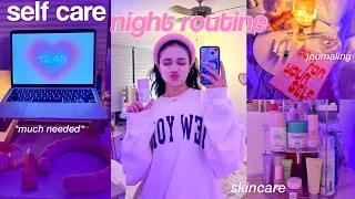 SELF CARE NIGHT routine! wind down with me: skincare, hair, journaling 🫧