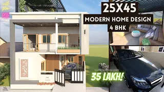 25X45 House Design | 25*45 House Plan | 4BHK With Car Parking | 1125 sqft | 125 Gaj | 8x14 Meters |