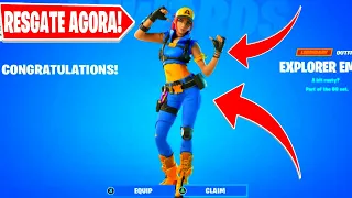 SKINS GRATÍS NO FORTNITE! COMO PEGAR A NOVA SKIN GRÁTIS DE LEGO EMILIE EXPLORADORA! (PS4/XBOX/PC)