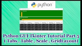 Python GUI Tkinter Tutorial Part 17.5 | Tabs,Slider,Table in Tkinter