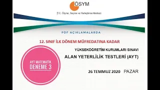 AYT DENEME 3 - PDF İNDİR ÇÖZ - (2020 YKS  konularına göre dağıtılmış sorular) #Evdekal #2020yks