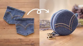 DIY Jeans Coin Purse | Mini Circular Pouch 👛