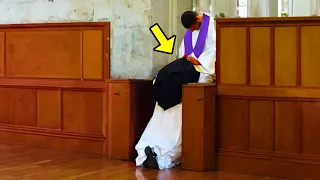 Priest Didn't Know A Camera Was Recording Him, Then He Did Something Shocking To The Nun!