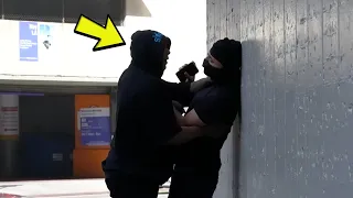 Pretending to ROB People! Prank in the HOOD! GONE WRONG!