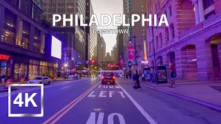 |4K| Driving in Downtown Philadelphia at Night - Pennsylvania - USA - 2022