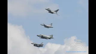 Rafale F3R, Phantom, F16 & Mirage 2000-5 flying in formation !