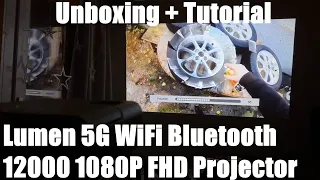 Projector, 5G WiFi Bluetooth 12000 Lumens 1080P FHD Projector for 4K Giaomar Unboxing & instructions