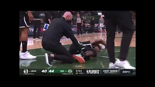 Kyrie Irving drops down in serous pain during NBA playoffs 😮