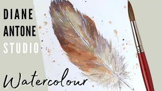 How to Paint a Feather in Realistic Watercolour - Step by Step Tutorial in Real Time for Beginners